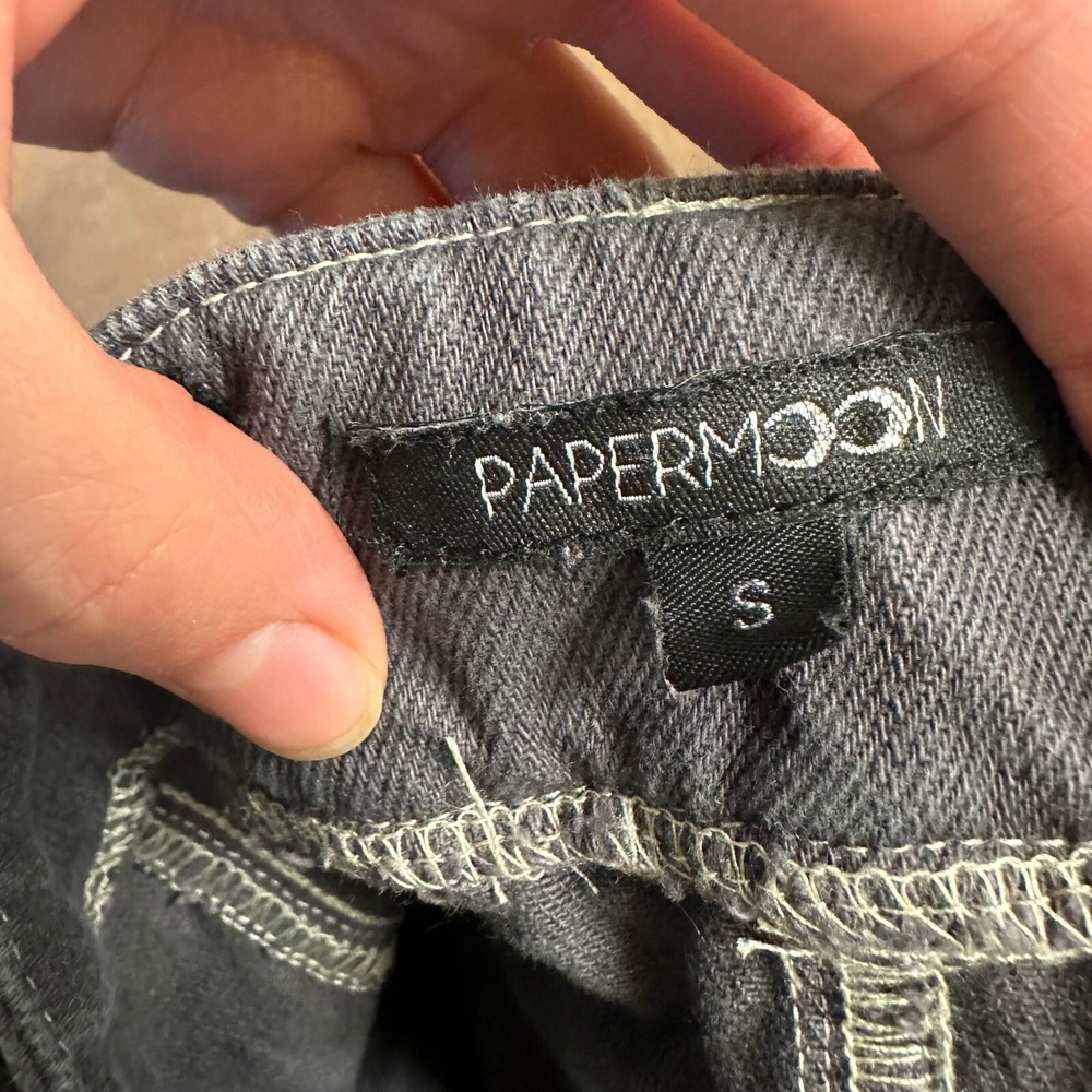 Papermoon Denim Mini Skirt Belted Cargo Pockets Gray Women's Size S - Picture 3 of 5
